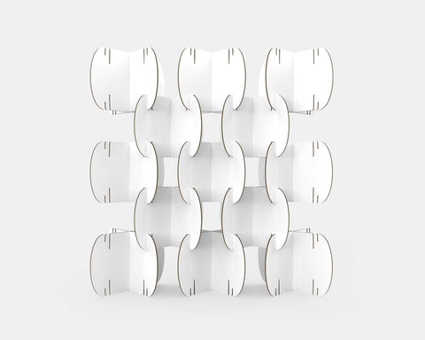 Nomad Room Divider showing open assembly configuration displaying modular construction system