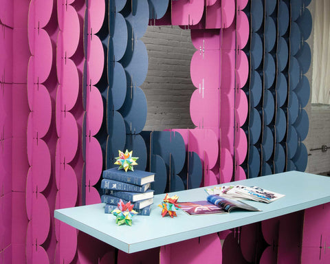 Nomad System room divider with custom window opening demonstrating adaptable design possibilities
