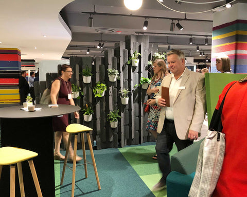 Nomad System Felt PRO Acoustic Room Divider setup at a trade event creating exhibition spaces