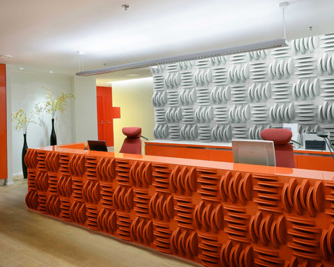 Acoustic Weave PlasticForms Wall Tiles – Red desk backdrop