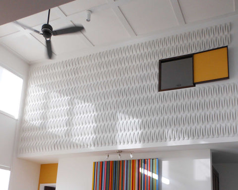 Acoustic Weave PlasticForms Wall Tiles – White high ceiling decor