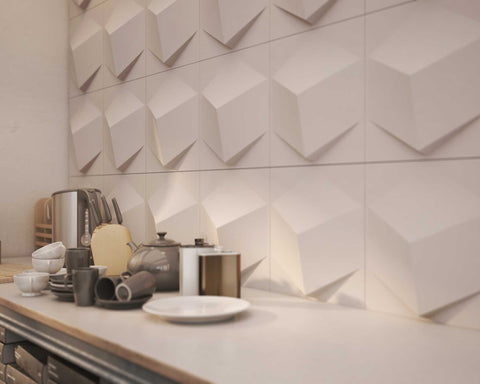 Cube Plasticforms Wall Tiles - White tile installation in office corner