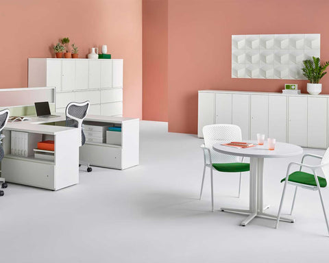 Cube Plasticforms Wall Tiles - Close-up of office wall art in white