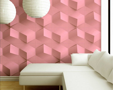 Cube Plasticforms Wall Tiles - Painted pink accent wall