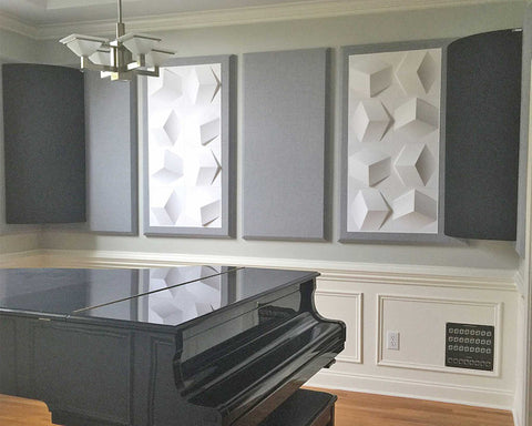 Cube Plasticforms Wall Tiles - White tiles in piano room wall