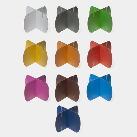 Nomad System color samples showing various cardboard finish options and material swatches