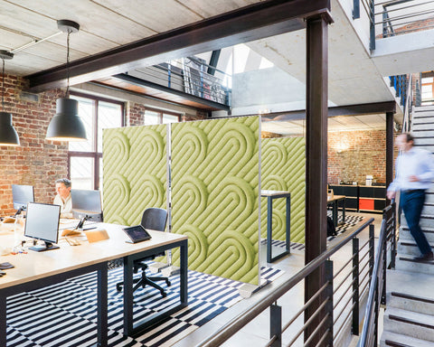 Shift Walls Room Divider 4'x6' with Deco pattern in pistachio green color for office space division