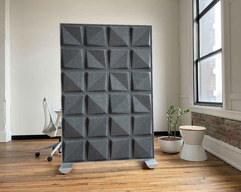 Shift Walls Room Divider 4'x6' with Quad pattern in grey color creating private workspace in office