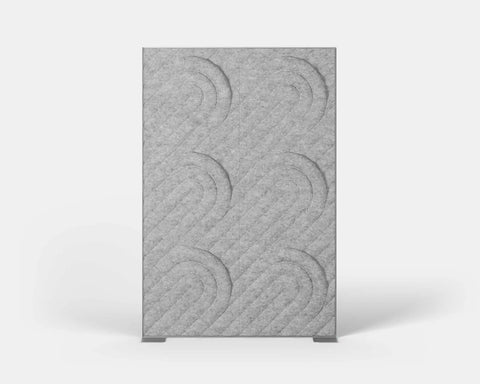 Shift Walls Room Divider 4'x6' with Quad pattern, mottled white color, and mobile caster base