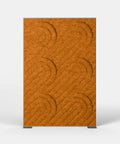 Shift Walls Room Divider 4'x6' with Deco pattern, pumpkin color, and caster base in office setting