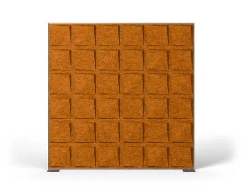 Shift Walls 6x6 Room Divider with quad plate base in pumpkin
