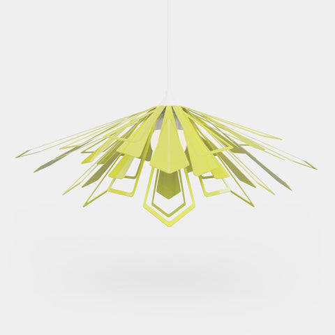 Chartreuse Bendant pendant lamp different bend arrangement all flaps down.