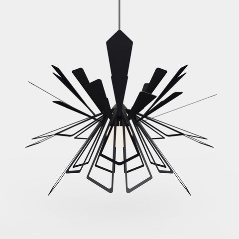 Black Bendant pendant lamp heavier top arrangement of flaps.