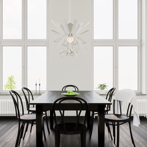 White Bendant Lamp in modern dining room