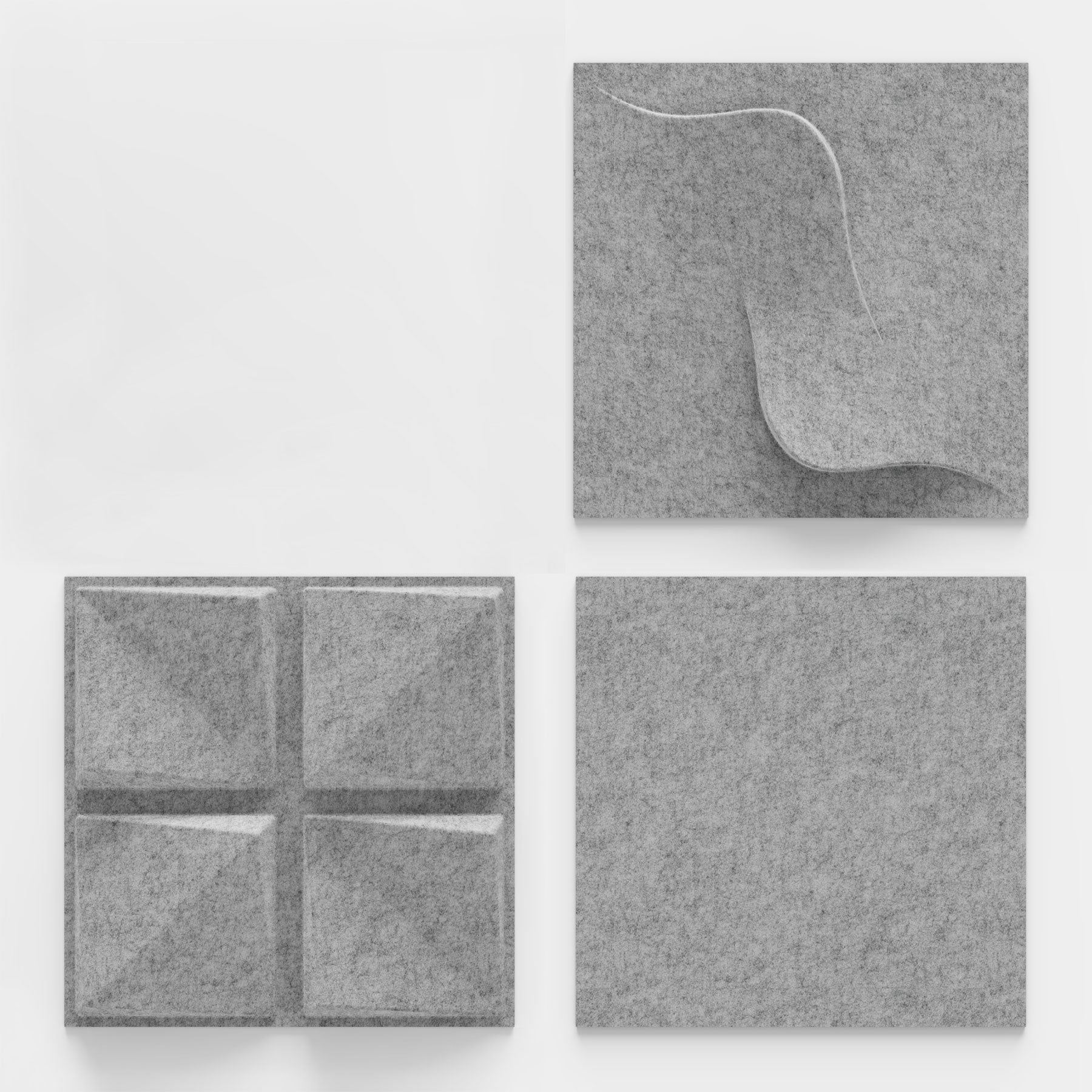 FeltForms Acoustic Ceiling Tiles sample assortment in mottled white.