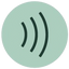 Green circle with a black sound wave icon