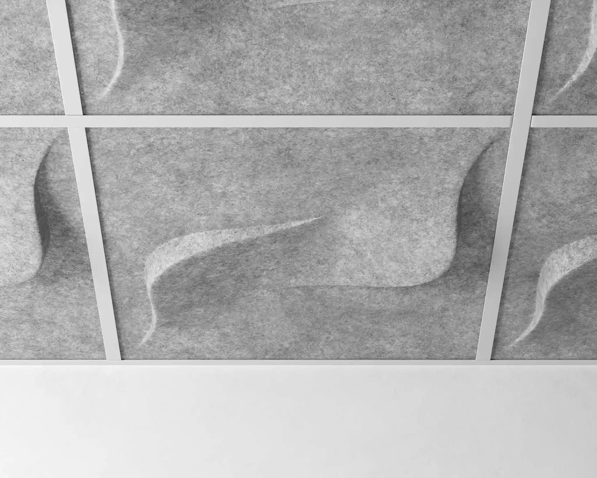 feltform ceiling tiles twist close up mottled white | MIO Culture