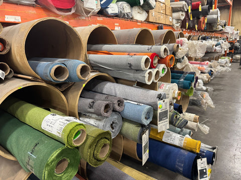 rolls of fabrics