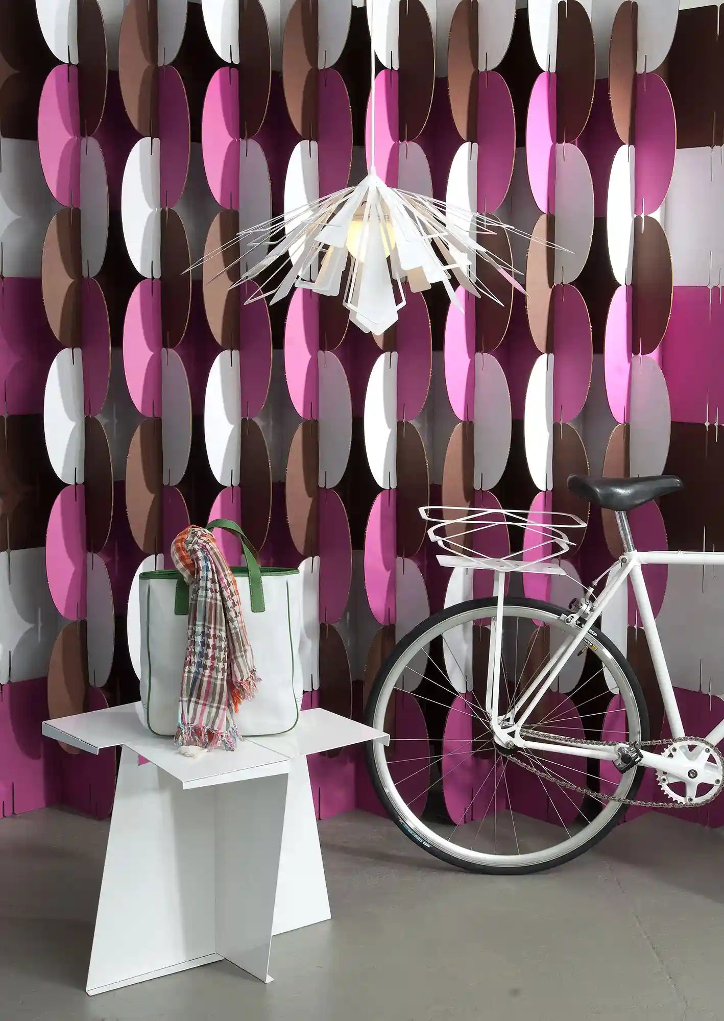 nomad room divider with bendant lamp