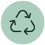 Recycling symbol on a green circle
