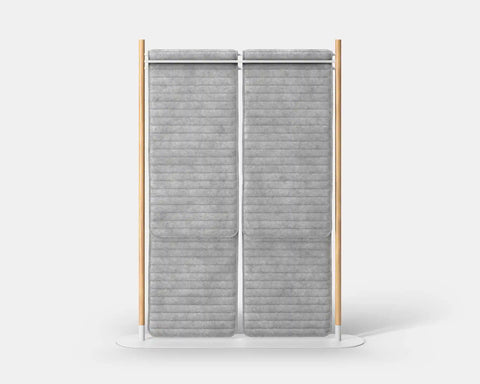 Mio Hangout Room Divider Double Quilt Pinstripe Rectangle Whitebase Mottled White