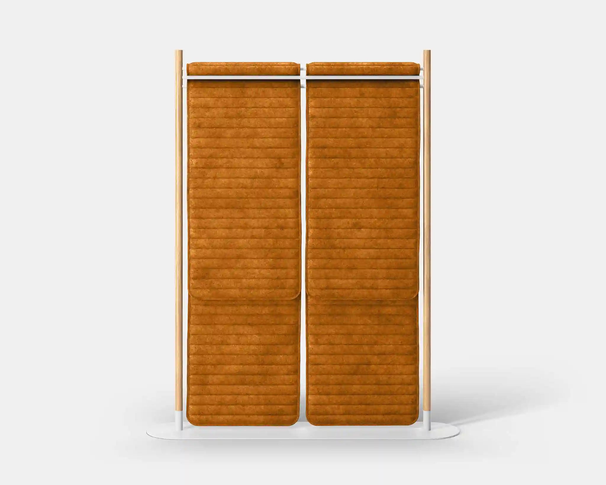 Mio Hangout Room Divider Double Quilt Pinstripe Rectangle Whitebase Orange