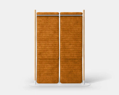 Mio Hangout Room Divider Double Quilt Pinstripe Rectangle Whitebase Orange