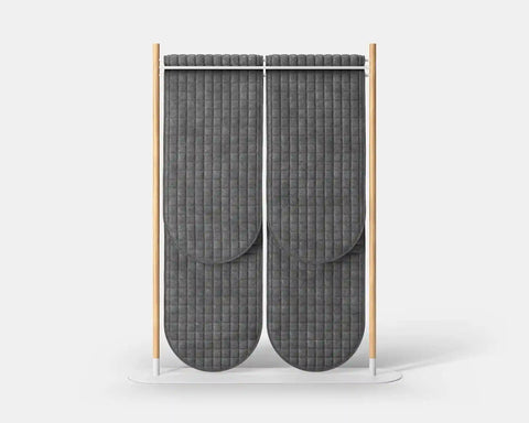 Mio Hangout Room Divider Double Pill Quilt Grid Whitebase Grey