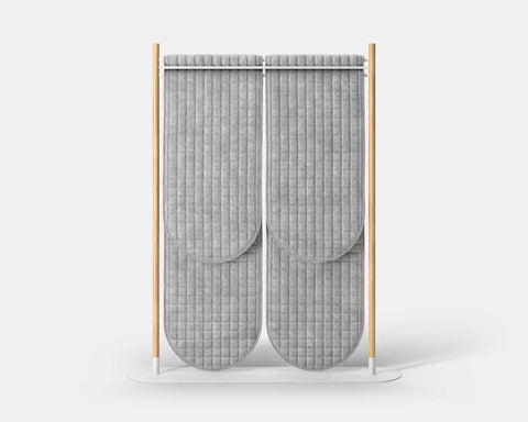Mio Hangout Room Divider Double Pill Quilt Grid Whitebase Mottled Gray