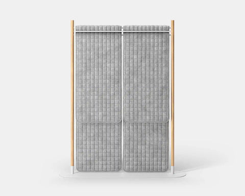 Mio Hangout Room Divider Double Quilt Grid Rectangle Whitebase Mottled White