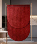 Hangout Acoustic Room Divider Pill Quilt in red color displayed in kitchen setting