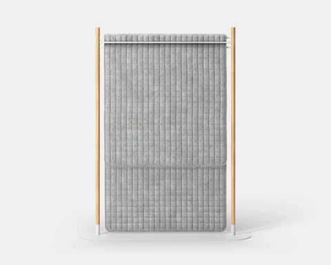 Mio Hangout Room Divider Single Quilt Grid Rectangle Whitebase Mottled Gray