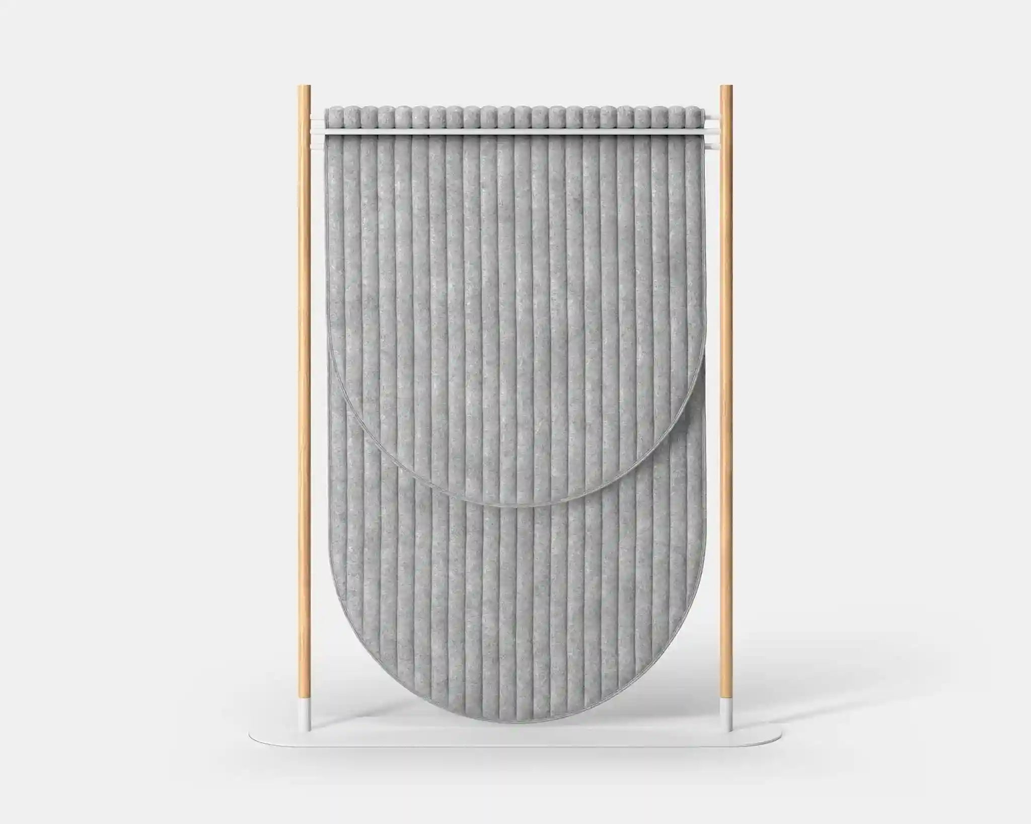 Hangout Acoustic Room Divider Pill Quilt with pinstripes pattern in mottled white color on white base