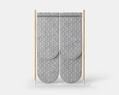 Mio Hangout Room Divider Double Pill Quilt Waves Whitebase Mottled Gray