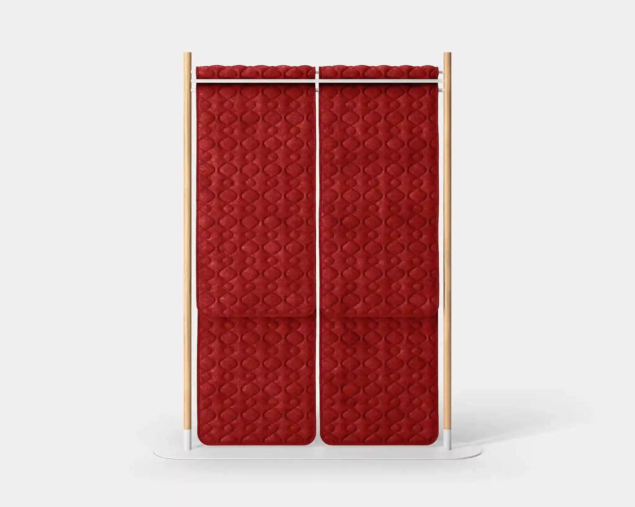 Mio Hangout Room Divider Double Quilt Waves Rectangle Whitebase Red