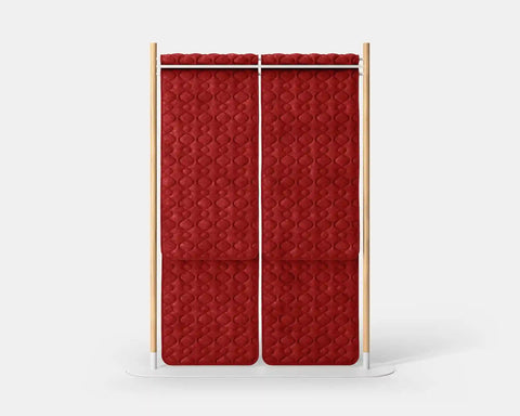 Mio Hangout Room Divider Double Quilt Waves Rectangle Whitebase Red