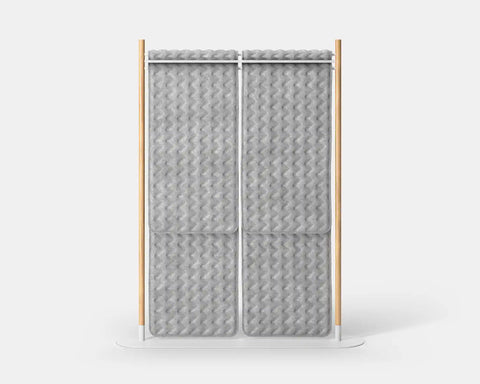 Mio Hangout Room Divider Double Quilt Zigzag Rectangle Whitebase Mottled White