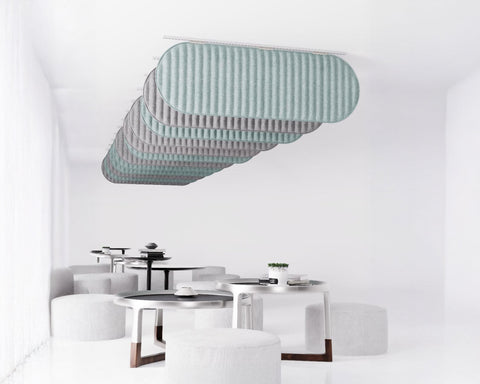 bright meeting space with baffles