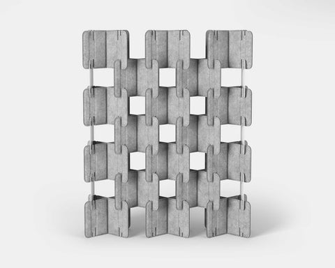 Mio Culture Nomad System Felt with 20 modules in open assembly with mottled white spacers