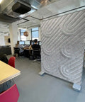 Shift Walls Room Divider 4'x6' with Deco pattern creating privacy in collaborative office environment
