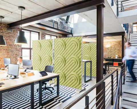 Shift Walls Room Divider 4'x6' with Deco pattern in pistachio green color for office space division