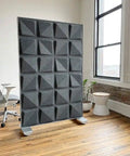 Shift Walls Room Divider 4'x6' with Quad pattern in grey color creating private workspace in office