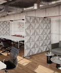 Shift Walls 6x6 Room Divider in mottled white creating a breakout space