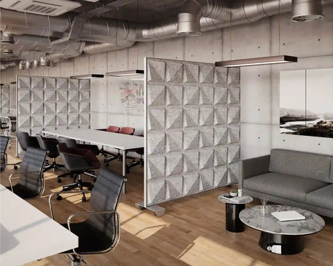 Shift Walls 6x6 Room Divider in mottled white creating a breakout space